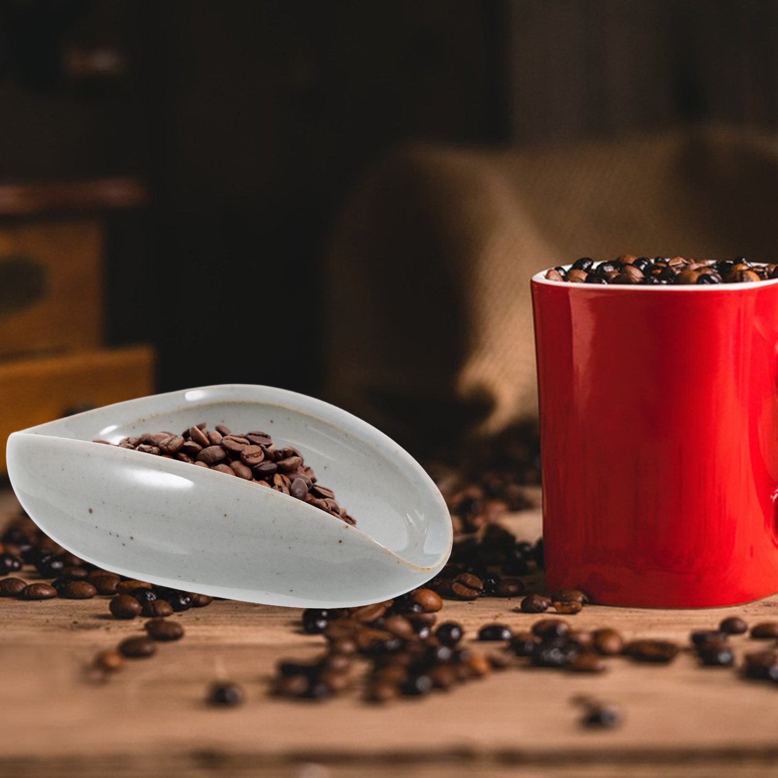 Coffee Tea Leaf - Keramische koffiebonen-doseerbak, multifunctionele weegbeker voor espresso,