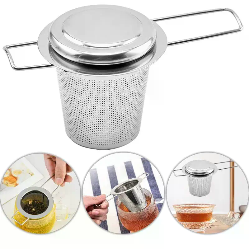Coffee Tea Leaf - Roestvrijstalen gaas thee-ei met deksel Herbruikbare