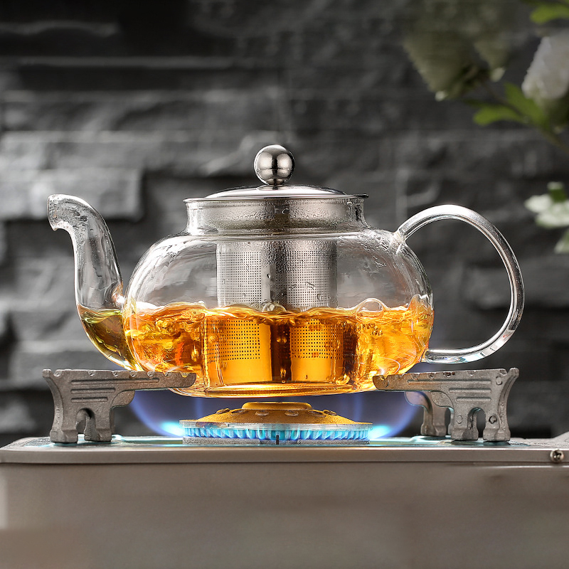 Coffee Tea And Sugar Canister Set - 600/800 Ml Hittebestendige Glazen Theepot Bloem