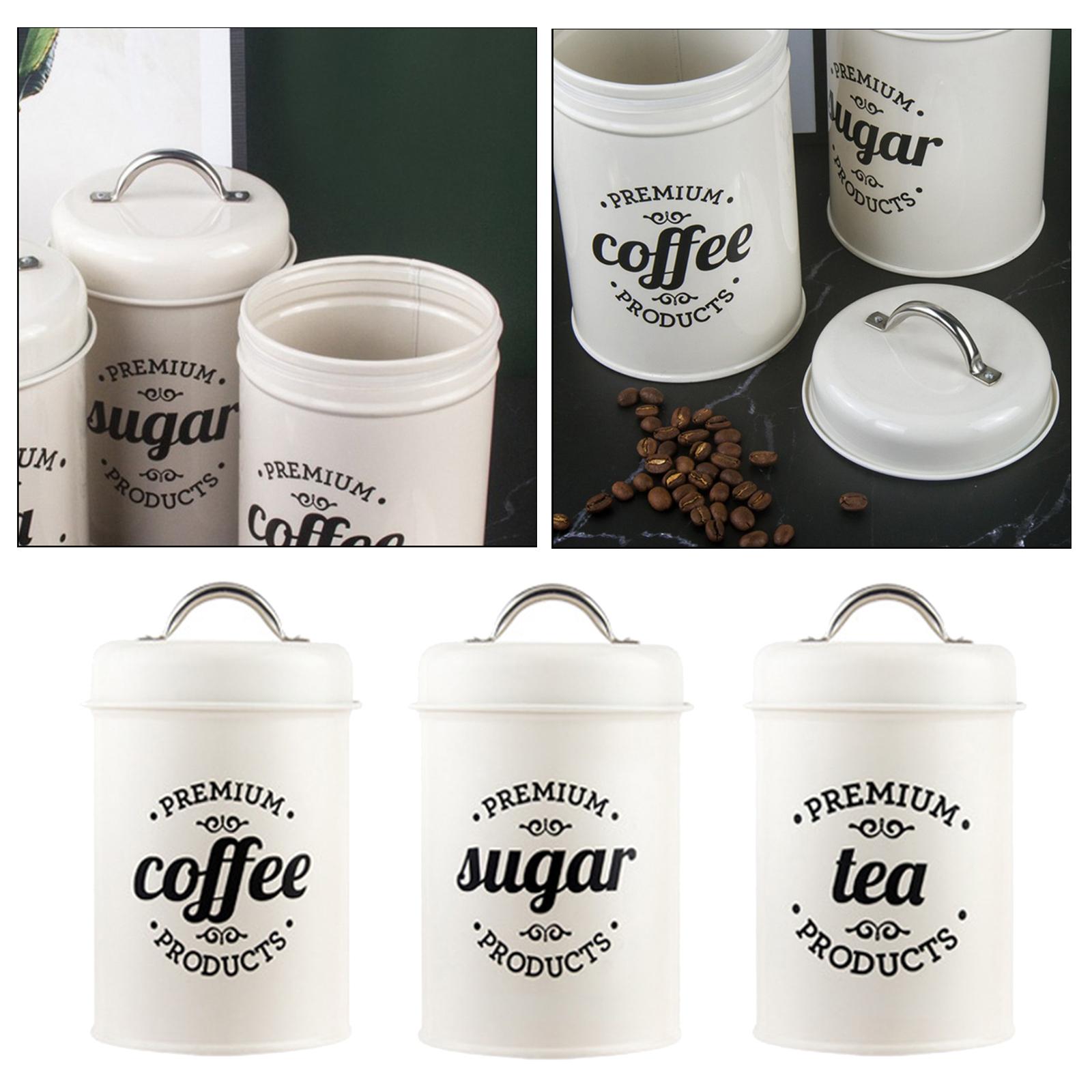 Coffee Tea And Sugar Canister Set - Metalen voorraadbusjes voor keukenopbergruimte, luchtdichte koffie-,