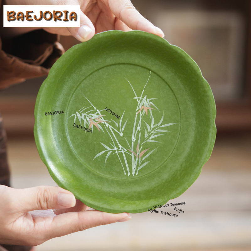Bamboo Tea Tray - BAEJORIA Handgeschilderde Bamboe Potdrager Houder Theekop