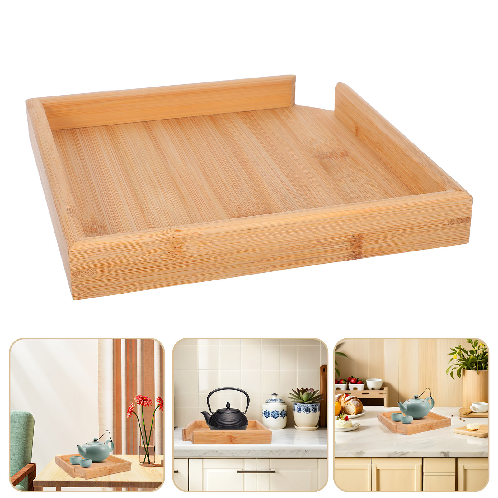 Bamboo Tea Tray - Ecologisch verantwoorde bamboe theebak vierkant theebord