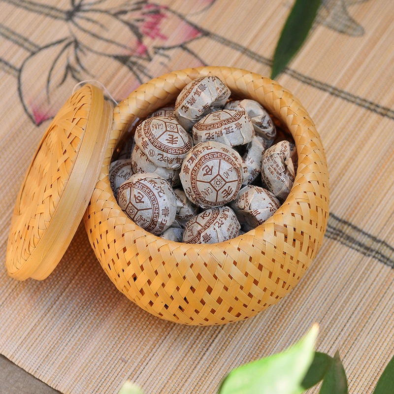 Bamboo Tea Tray - Bamboe geweven kleine mand dubbellaags holle