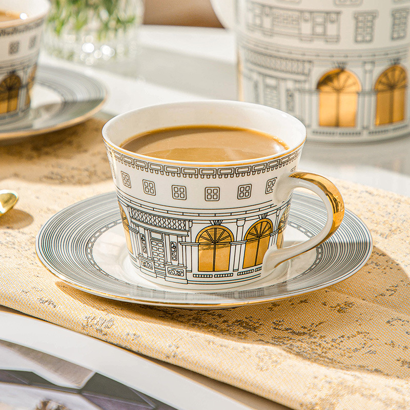 Coffee Tea And Sugar Set - Architecturale kop en schotel koffiemok Europese