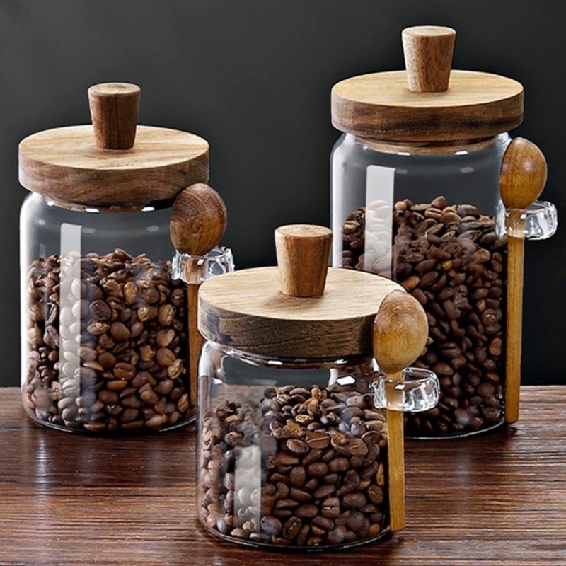 ABJI-Glazen potten met houten  - Coffee Tea And Sugar Canister Set recensie en prijs