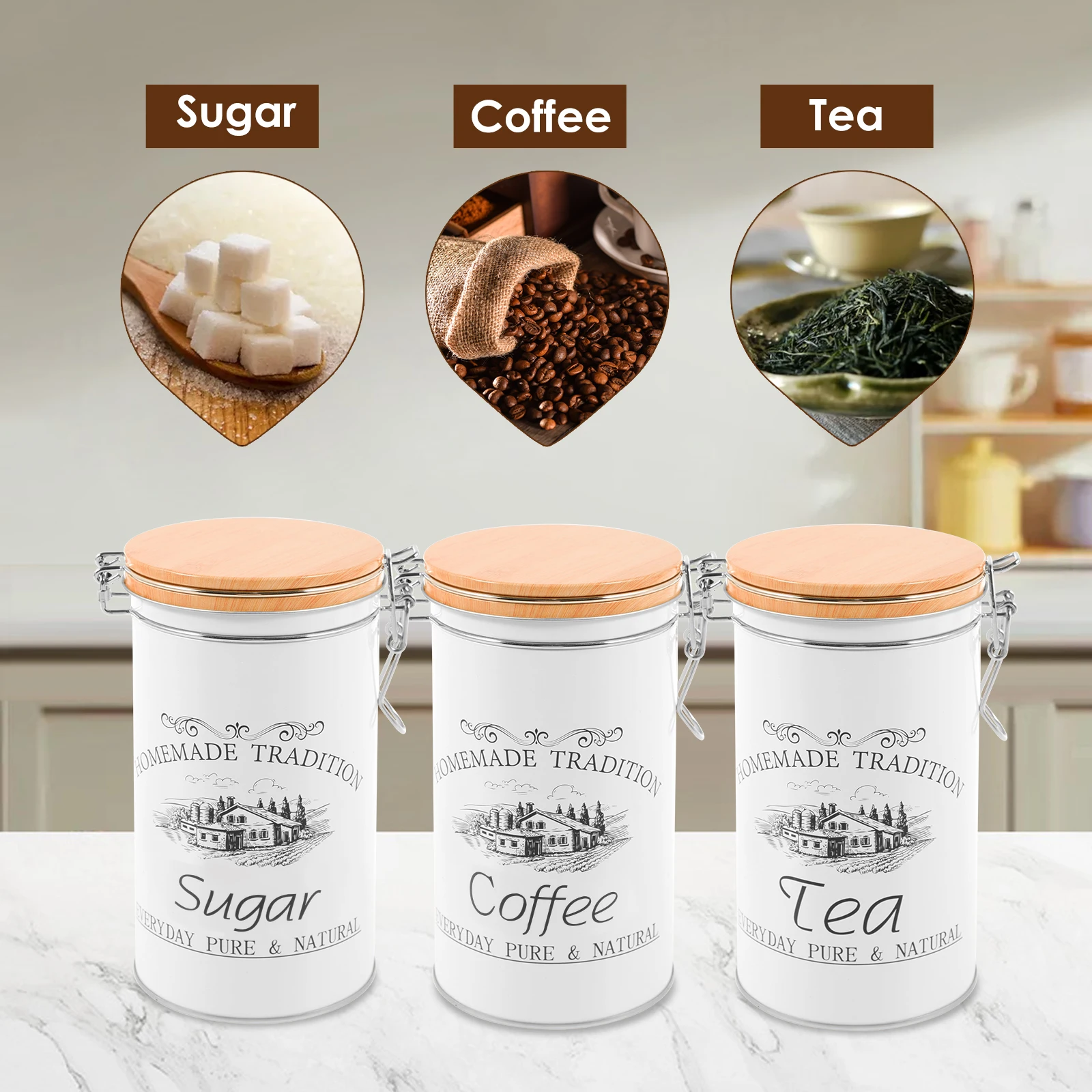 3 stks/set Thee Koffie Suikerb - Coffee Tea And Sugar Canister Set recensie en prijs