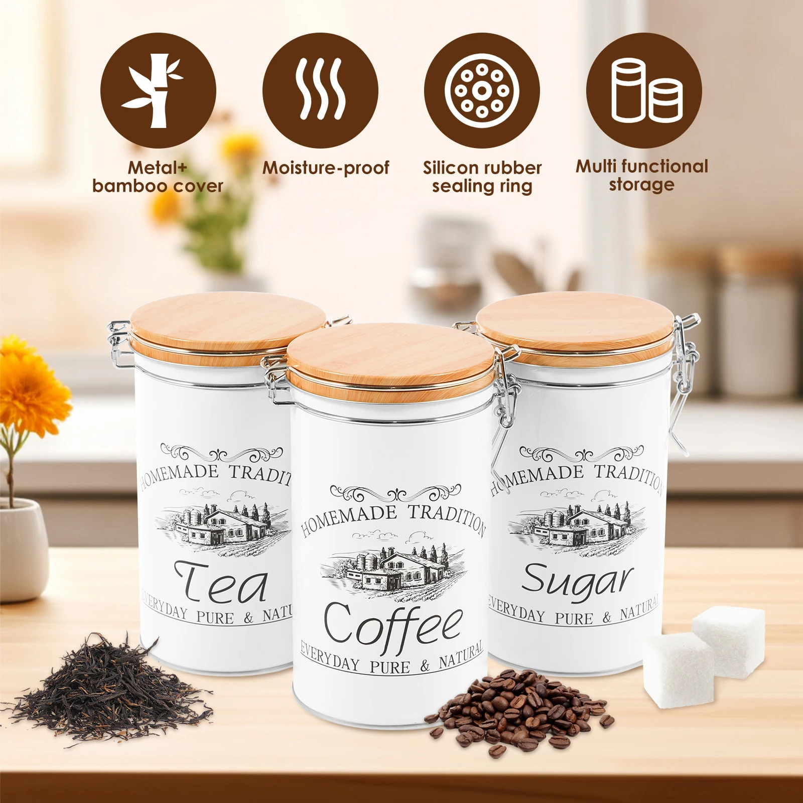 3 stks/set Thee Koffie Suikerb - Coffee Tea And Sugar Canister Set recensie en prijs